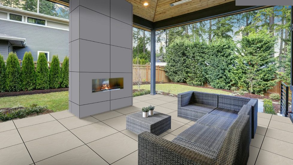 Patio &mdash; Light exterior floor with a garden edge