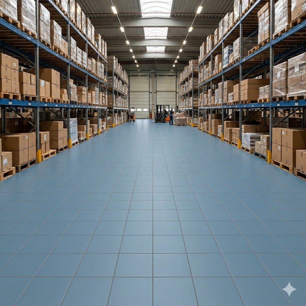 Tiled warehouse floor